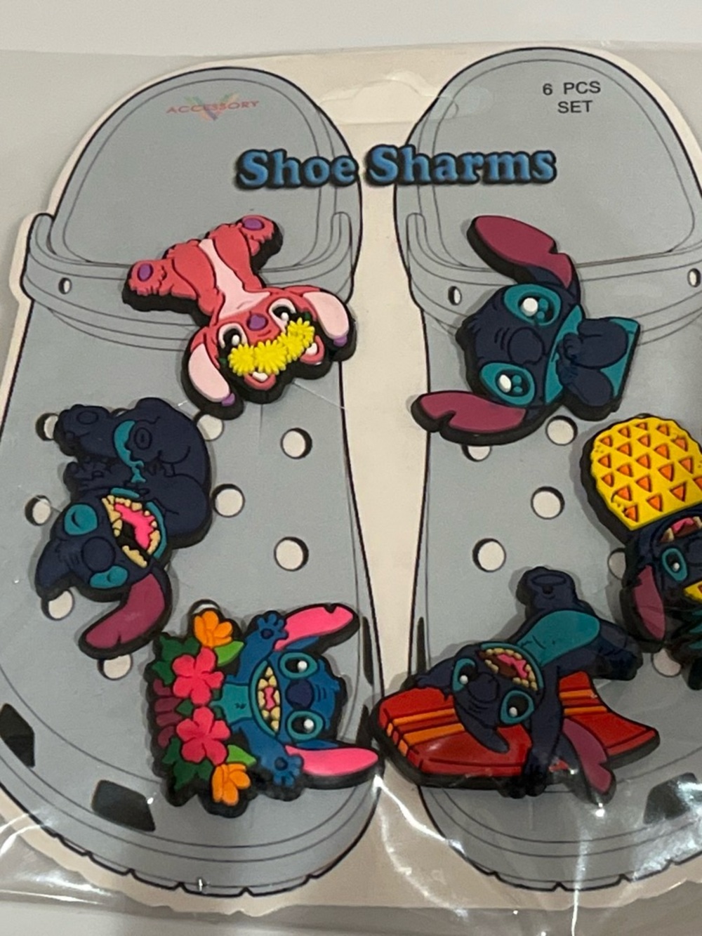 Kids Shoe Charms Pack - Blue and Pink Cartoon Stitch Designs